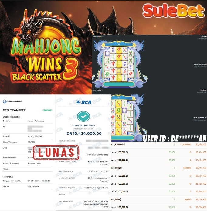 IITOTO – JACKPOT Mahjong Wins 3 - Black Scatter Rp.50.434.000.,- LUNAS !!!