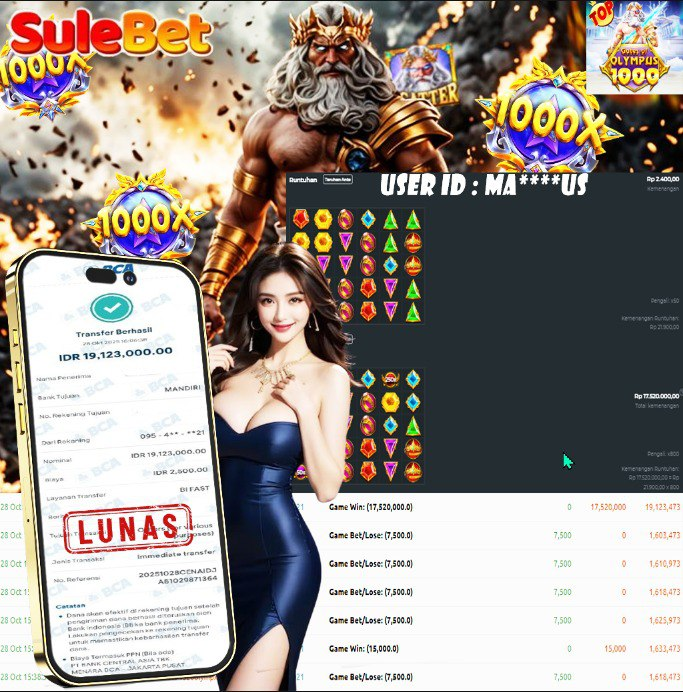 IITOTO – JACKPOT Gates of Olympus 1000 Rp.19.123.000.,- LUNAS !!!