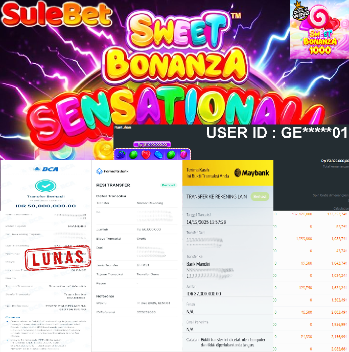 IITOTO – JACKPOT Sweet Bonanza 1000 Rp.132.000.000.,- LUNAS !!!