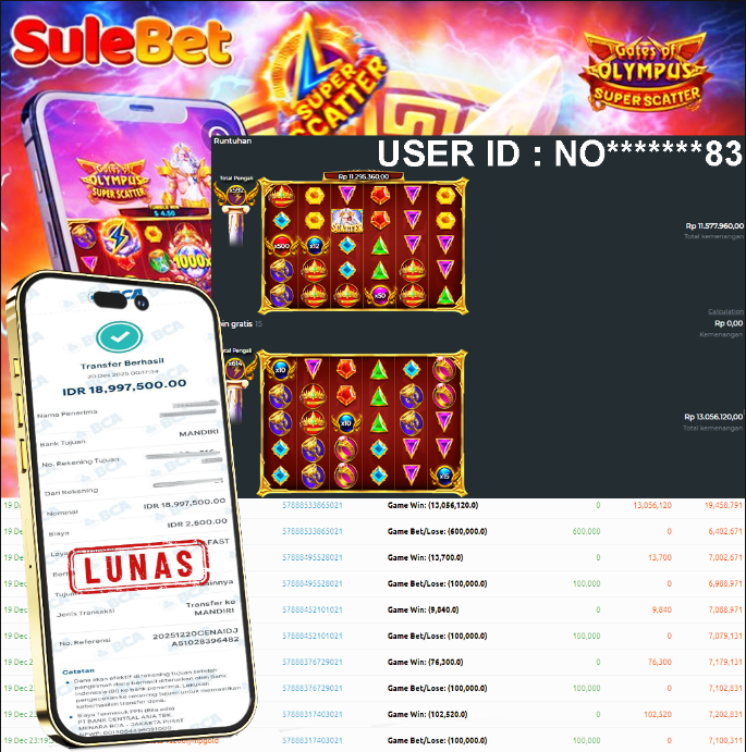 IITOTO – JACKPOT Gates of Olympus Super Scatter Rp.18.997.500.,- LUNAS !!!