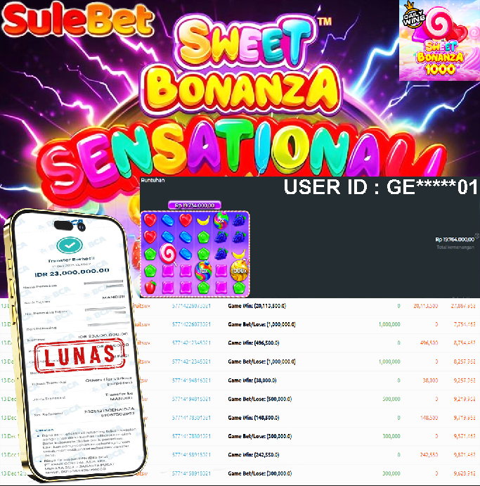IITOTO – JACKPOT Sweet Bonanza 1000 Rp.23.000.000.,- LUNAS !!!