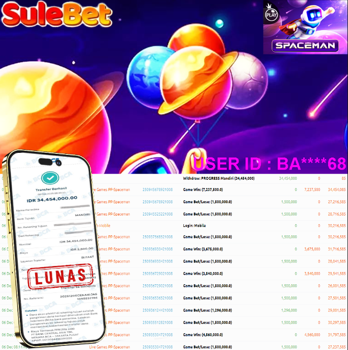 IITOTO – JACKPOT Live Games PP-Spaceman Rp.34.454.000.,- LUNAS !!!